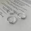 Anillo de plata de ley S925 pez pequeño letra sonriente diseño de nicho dulce fresco creativo apertura anillo ajustable