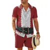 Amazon Europeo y Americano 2025 Nuevo Traje de Camisa de Manga Corta con Cuello Cubano Divertido y Pantalones Cortos MB34 MA04
