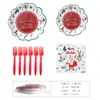 Decoración Navideña Transfronteriza de Temporada Diseño para Fiesta Plato de Papel Vaso de Papel Servilleta de Papel Mantel Plato Desechable para Cena Paquete de Vajilla