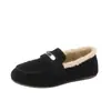 Botas de Neve Plus Size Femininas 2026 Moda de Inverno Nova Casual Mocassins Slip-on Plus Veludo Espessado Sapatos de Algodão Femininos