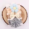 Diadema de Nailon de Alta Elasticidad para Niños Set de Tres Piezas Tocado Flor Lazo Rosquilla Set de Diademas para Foto de Bebé