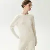 Suéter base de punto sin costuras de cachemira 100% engrosado para otoño e invierno con cuello redondo, suéter de cachemira de nuevo estilo para mujer