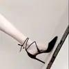 Tacones Altos de Tira Cruzada Stiletto para Mujer, Sandalias Sexy de Punta Fina de Diseñador, Nuevo Estilo de Nicho para el Verano 2025