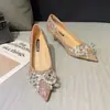 Sapatos de Salto Alto Brilhantes com Lantejoulas Estilo Coreano para Mulheres, Modernos e Versáteis, Sapatos Femininos Confortáveis com Laço, Novo Modelo para Primavera e Verão 2025