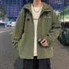 Abrigo para hombre, otoño 2023, nuevo, suelto, para exteriores, resistente al viento, impermeable, chaqueta con capucha de marca de moda, verde militar