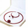 Anillo Rosa de Cinabrio Natural Colgante Pendientes Cinabrio Mineral en Bruto Anillo Tejido Pulsera Rosa Pulsera Regalo