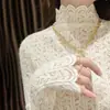 Procesamiento PersonalizadoCamisa de Encaje para Mujer con Cuello Alto, Forro Polar, Engrosada, Manga Larga, Camisa Base, Fuente OEM/ODM