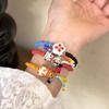 Nuevo estilo chino lindo cuerda trenzada hecha a mano cuerda roja cuerda de la suerte mano pulsera de perro de cerámica accesorios de diseño de nicho para mujer