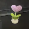 Enfeites de Mesa, Plantas em Vasos, Flores Artificiais, Produtos Acabados de Fio de Tricô, Flores Artificiais, Estilo Transfronteiriço, Plantas em Vasos com Flores Artificiais em Formato de Coração
