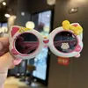 Gatito Gato de la Suerte Gafas de Sol Polarizadas para Niños Dibujos Animados Silicona Gafas de Sol para Bebé Forma Cóncava para Fotos Gafas de Viaje Lindas