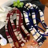 ¡Artículo de moda! Bufanda Larga Estrecha de Doble Raya para Mujer, Otoño e Invierno, Moderna, Versátil, Calentador de Cuello