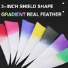 Plumas de Flecha para Tiro con Arco de Nuevo Producto Transfronterizo, 3 Pulgadas, Forma de Escudo, Color Degradado Teñido, Plumas Reales, Accesorios para Arco Recurvo, Compuesto, Tradicional