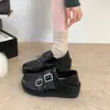 Mocasines slip-on de suela gruesa estilo británico para mujer, con plataforma oculta, para Otoño 2026, uso bidireccional, hebilla, versátil