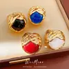 Anillo abierto de resina hueca con textura vintage, sensación exclusiva de nicho, joyería exagerada retro para mujer