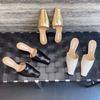 Sandalias Baotou Francesas de Primavera y Verano 2025 para Mujer, Calzado Exterior, Tacones Altos de Aguja, Mules de Punta Cuadrada, Zapatillas de Media Caña, Zapatillas de Tacón Alto