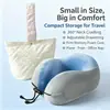 Almohada portátil en forma de U de espuma viscoelástica, almohada de viaje para el cuello, almohada con caja de almacenamiento para avión, almohada de soporte para el cuello, almohada cervical, almohada en forma de U
