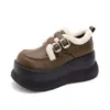 Versátiles Zapatos Casuales de Plataforma con Suela Gruesa para Aumentar la Altura para Personas Pequeñas más Mocasines de Terciopelo para Mujer Otoño Estilo Coreano
