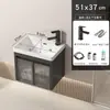 Gabinete de baño de aluminio espacial para espacios pequeños, combinación de gabinete para lavabo de baño con lavabo integrado de cerámica, inodoro impermeable