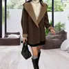 Nueva Colección Otoño/Invierno 2026: Abrigo de lana de doble cara, corte relajado, con capucha, estilo coreano, talla grande, de longitud media para mujer