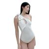 Traje de baño de una pieza con un solo hombro de nuevo estilo 2026 para mujer, Sexy de alta gama estilo francés con lazo, Conservador para Resort de Aguas Termales