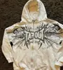 Sudadera con cremallera y estampado de esqueleto, estilo vintage americano, suéter estampado, top nuevo de moda transfronterizo para hombre y mujer