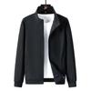 Suéter de algodão puro masculino primavera e outono zíper cardigan gola vertical roupa esportiva masculina cor sólida solto tamanho grande top grupo uniforme