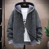 Producto principal de calidad 2026: nueva chaqueta con capucha casual de punto para hombre de otoño e invierno, suéter de punto versátil con forro polar