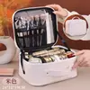 Bolsa de Maquillaje Multicapa con Compartimentos de Lujo Ligero y Gama Alta, Bolsa Portátil de Almacenamiento de Cosméticos para Viaje, Se Puede Enganchar a una Maleta de Ruedas