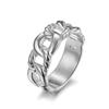 Anillo de cadena cubana de acero de titanio estilo hip-hop europeo y americano, personalidad hipster, uso, anillo de cadena negra chapado en acero inoxidable