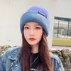 Sombrero nuevo de estilo coreano de invierno para mujer, gorro de punto, popular en internet, para cara redonda, sombrero cálido, moda, lindo, sombrero de lana