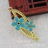 Acessórios de Joalheria Imitação Jade Gotejamento de Óleo Azul Queimado Feito à Mão DIY Cobre com Preservação de Cor 35*16*2mm Estilo Antigo Material B3359