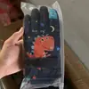 Guantes de esquí de invierno para niños cálidos a prueba de viento fríos impermeables de cinco dedos para exteriores de dibujos animados para niños y niñas con forro polar gruesos de dedo completo