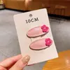 Pasador de Pelo de Alta Gama Estilo Coreano para Niñas de Cuero de PU Color Sólido Flor Pequeña Pinza BB Pinza para Flequillo para Niñas Pasador Lateral Simple