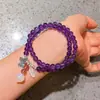 Pulsera de Plata 925 de 6mm de Amatista Natural Uruguaya Púrpura Real Vítrea de Círculos Múltiples