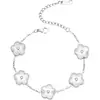 Pulseira Trevo Feminina Meninas Ouro 14K Banhado a Prata Aço Inoxidável Flor de Cinco Folhas Exquisita Corrente da Sorte Pulseira Joia