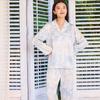Conjunto de Pijama com Estampa de Arbustos da Selva para Mulheres 2024 Outono Novo Conjunto Fino de Seda e Cetim para Casa