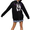 Sudadera con capucha al por mayor para otoño e invierno, transfronteriza, para mujer, estilo Y2K, con estampado, forro polar, suéter, sudadera, chaqueta, sudadera con capucha y cremallera para mujer