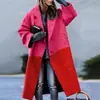 2026 Nuevo Cruce de Fronteras Europeo y Americano Otoño Comercio Exterior Ropa de Mujer Amazon Abrigo Largo con Solapas de Lana Estampado de Talla Grande