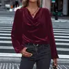 Outono e Inverno 2025 Novas Roupas Femininas Transfronteiriças Amazon Wish Europeu e Americano Veludo Coreano Gola de Pelo Tops Femininos de Manga Longa para Mulheres