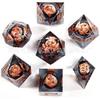 Nuevo set de dados de resina puntiagudos de calavera de gran venta del fabricante, dados afilados, dados poliédricos, dados para juegos de rol DND