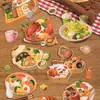 Juego de Pegatinas para Bandeja de Comida Miniatura Paisajismo Miniatura Libro de Bolsillo Comida Divertida Pegatina para Alivio del Estrés Material