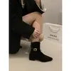 Primer encuentro: Botines blancos de punta estilo francés, botas para mujer, nueva colección otoño/invierno 2026, botas estilo Martin de tacón grueso, estilo coreano