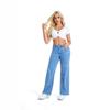 Jeans de Mujer Transfronterizos 2026 con Estiramiento, Estilo Workwear de Parches de Pierna Ancha Recta Vintage, Ajuste Ancho Europeo y Americano