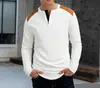 Comercio Exterior Transfronterizo Amazon Nuevo para Hombre Waffle Casual Versátil Dos Tonos Cuello Alto Abotonado Manga Larga Henry