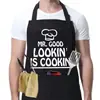 Exclusivo Transfronterizo Delantal Negro para Hombre con Estampado de Letra Divertida, Bolsillo, Banda para el Cuello Ajustable, Impermeable, Delantal de Cocina