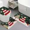 Tapete de Chão de Natal Banheiro Vaso Sanitário Banheiro Absorção de Água Resistente ao Desgaste Conjunto de Três Peças Tapete para Pés Capa de Assento Sanitário Tapete Fácil de Limpar Tapete Decorativo