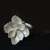 Nuevo Anillo Floral de Hojas Estilo Chino para Mujer, Elegante Estilo de la República de China, Anillo de Cola Floral Simple Vintage de Plata Mate con Apertura Ajustable