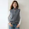 Chaleco de punto sin mangas con cuello alto de cachemira para mujer, nuevo diseño de otoño 2026 con chaleco suéter de doble cremallera