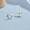 Aretes de Hilo de Mariposa Hielo Hielo Hielo para Mujer de Plata de Ley 925 Dulce Mariposa Clavo para Hélice de Oreja Ins Elegante Joyería Avanzada para Oreja
