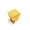 Anel de Dedo Masculino Banhado a Ouro Cobre Banhado Caractere Jin Fu 18K Flor de Carro Anel Tuhao Ouro Boca Viva Joia Viva